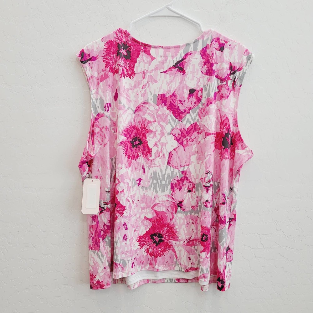 NWT Allison Daley Sleeveless Top Floral Pink Women's Size XL - Picture 2 of 9